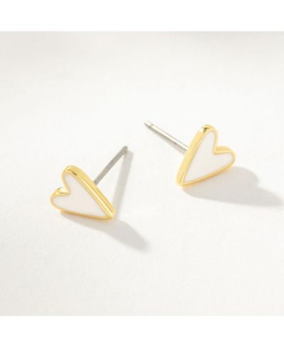 Uncommon James 14K Gold-Plated, Enamel Heart Stud Earrings
