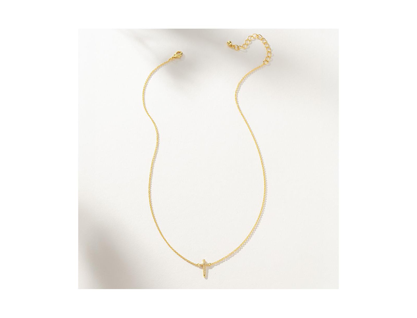 Ожерелье Uncommon James 14K Gold-Plated Simple Cross, 14" + 2" extender