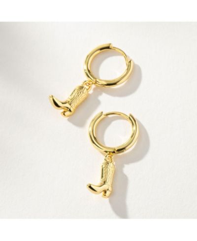 Uncommon James серьги-кольца Cowboy Boot Huggies 0.5" с напылением 14K Gold-Plated