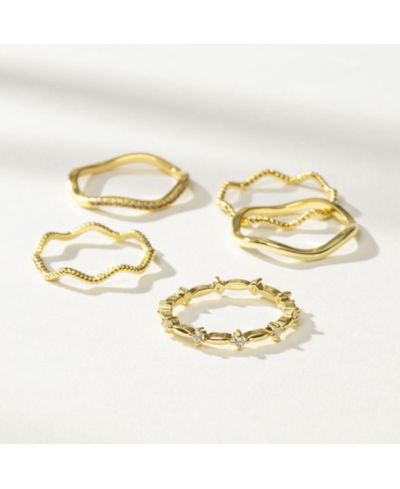 Комплект колец Uncommon James 14k Gold-Plated, Cubic Zirconia Vintage 5 Layered Ring Set, Set of 5
