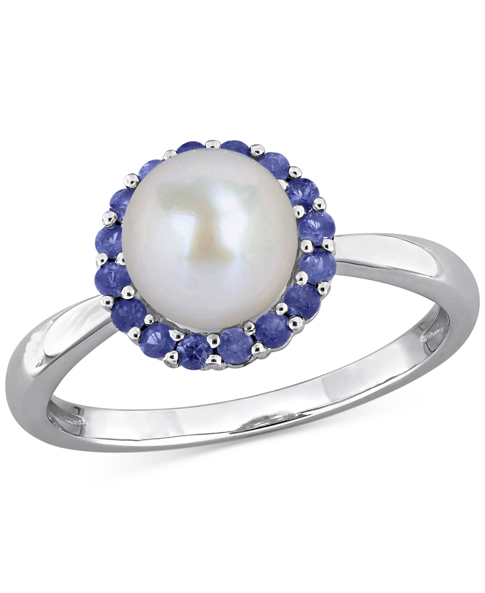 Cultured Freshwater Pearl (7-7.5mm) & Sapphire (1/3 ct. t.w.) Ring in Sterling Silver