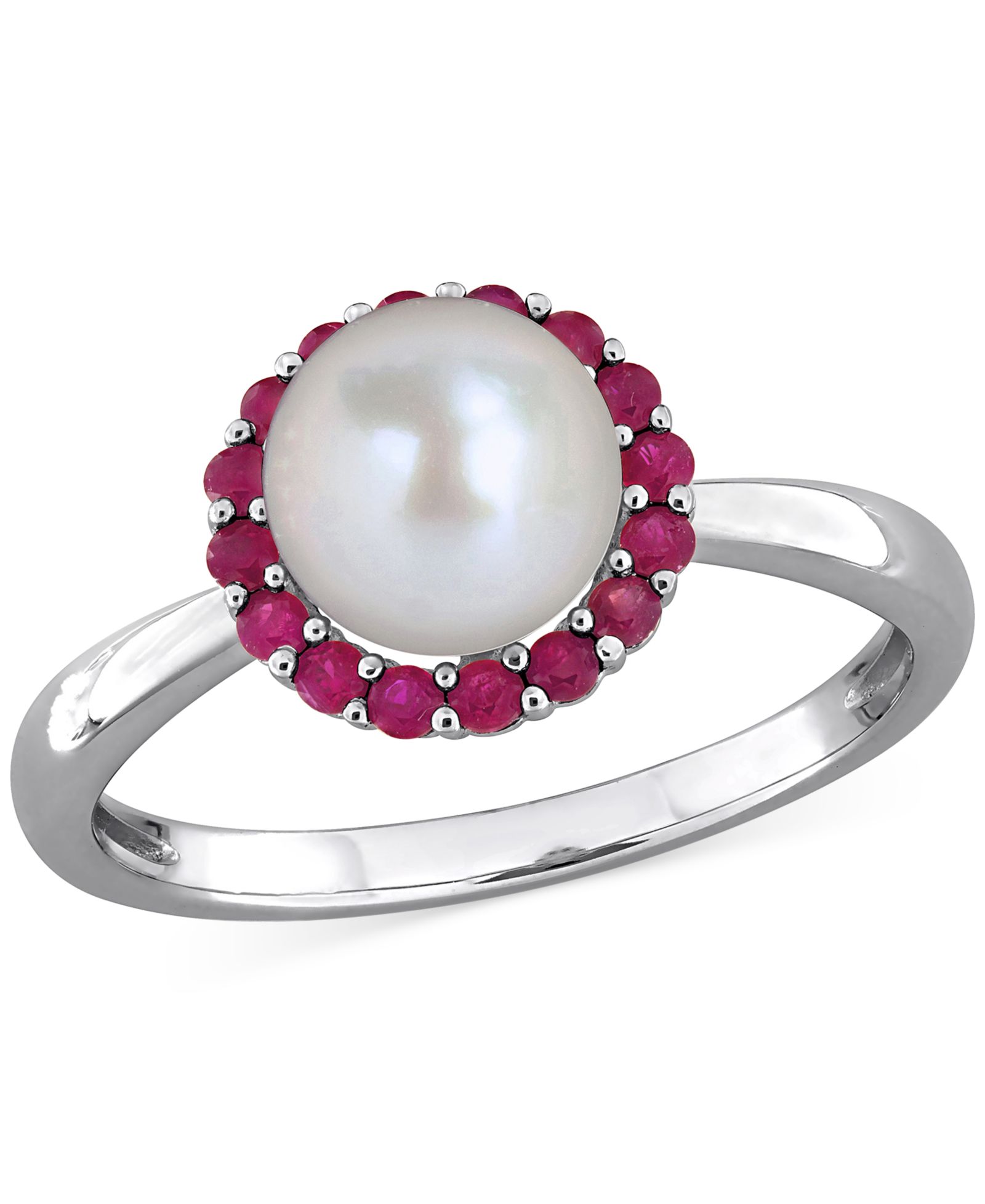 Cultured Freshwater Pearl (7-7.5mm) & Ruby (1/3 ct. t.w.) Ring in Sterling Silver