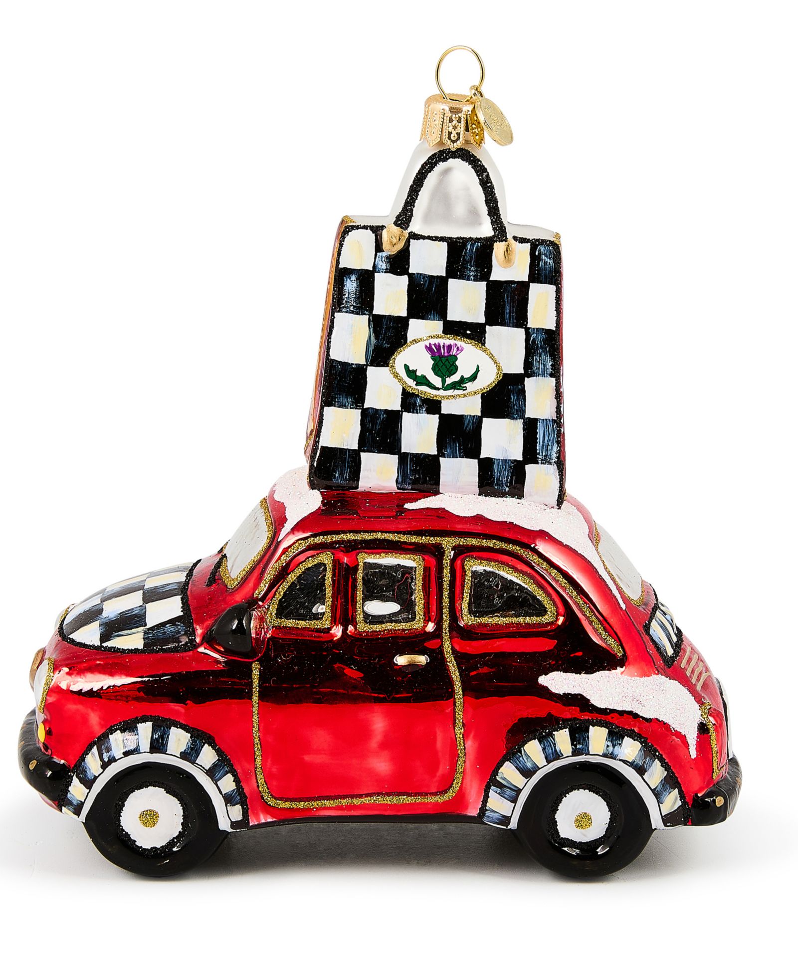 MacKenzie-Childs Christmas Shopping Car Ornament