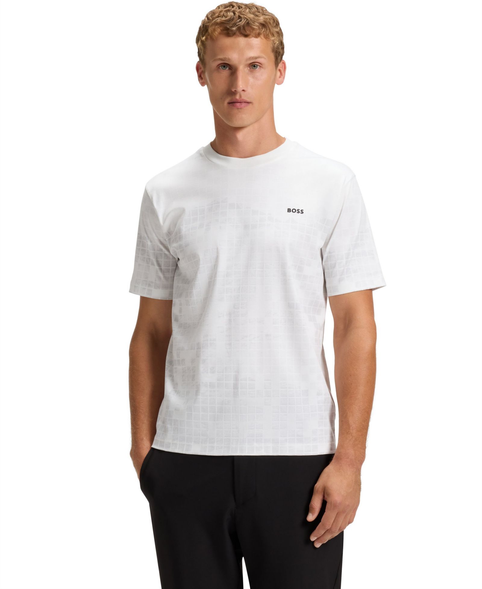 BOSS By Hugo Boss Men's Mercerised-Cotton Printed Graphic T-Shirt