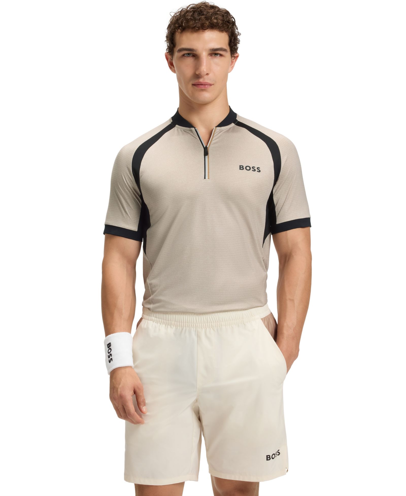 Мужская поло рубашка BOSS Hugo Boss Slim-Fit с воротником на молнии