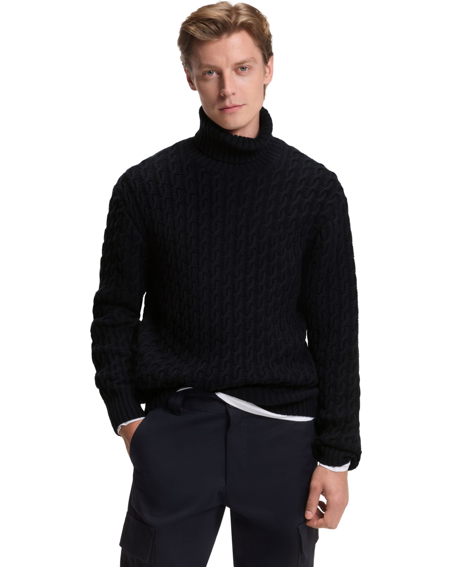BECKHAM x BOSS Men's Wool Cashmere Cable-Knit Sweater