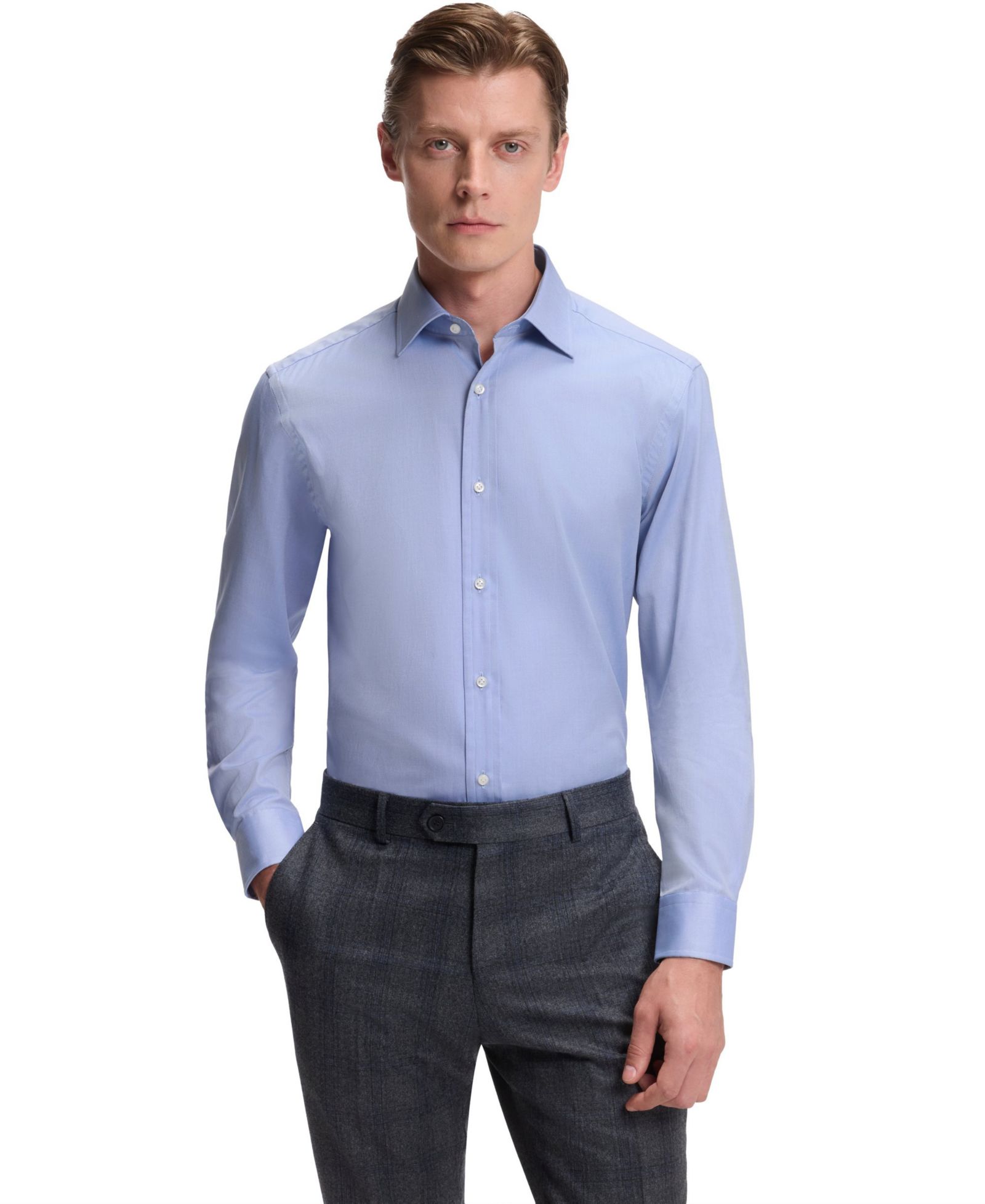 Мужская хлопковая рубашка BECKHAM x BOSS Oxford Slim-Fit