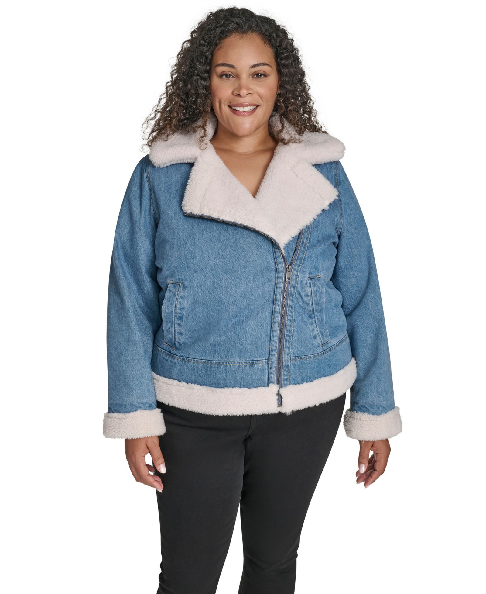 Levi's Plus Size Denim Laydown Collar Moto Jacket