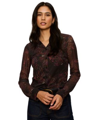 Sanctuary Women's Fitted Mesh Button Down Top
