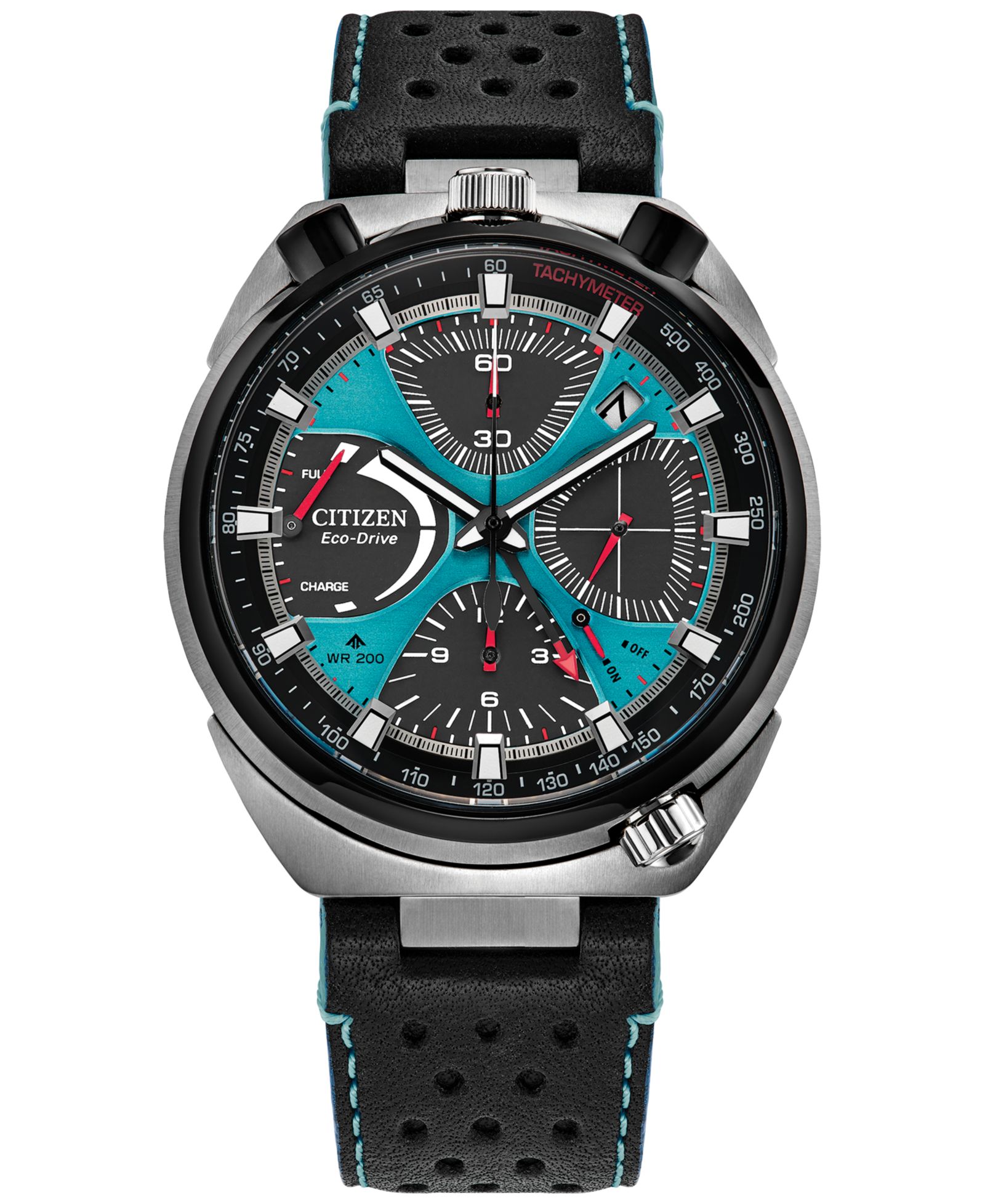 Citizen Мужские часы Promaster Tsuno Chronograph Black Leather 44.5mm
