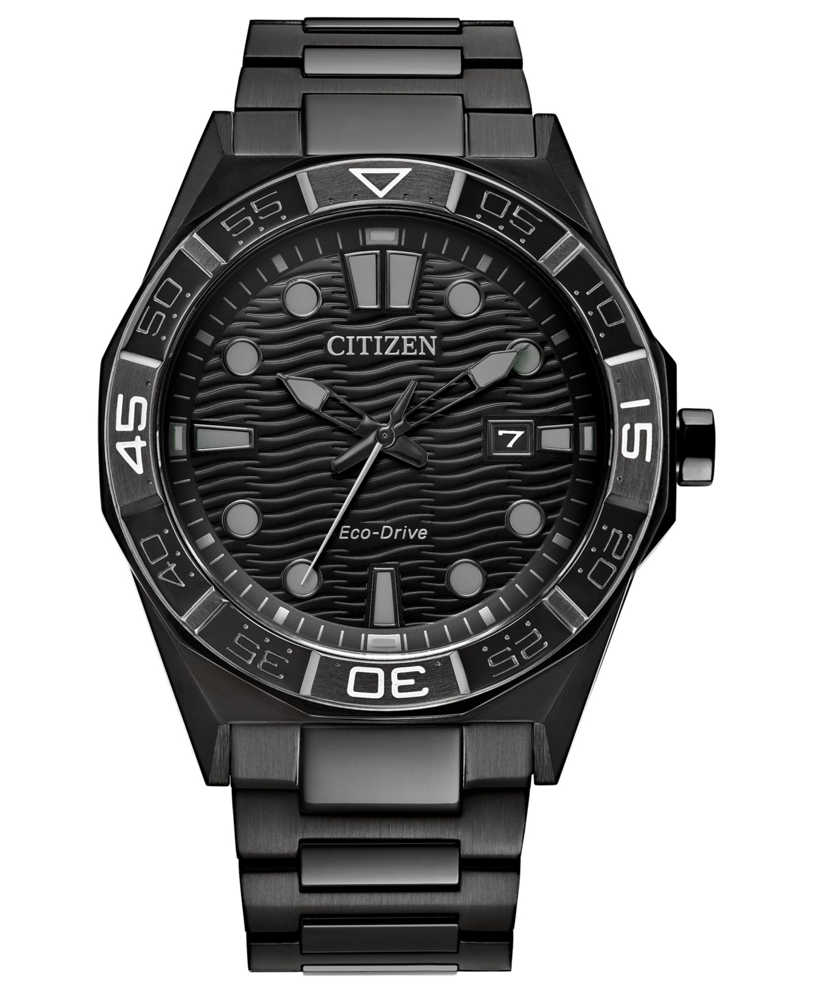 Мужские часы Citizen Eco-Drive Sport Casual Brycen Black Stainless Steel Bracelet, 42mm