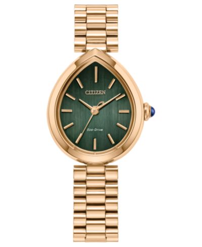 Citizen Женские классические часы Eco-Drive Rainell с розовым золотом и стальным браслетом, 26mm