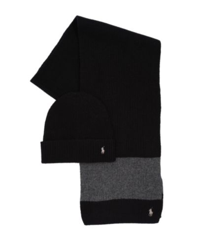 Polo Ralph Lauren Men's 2-Piece Rugby Stripe Hat and Scarf Gift Set