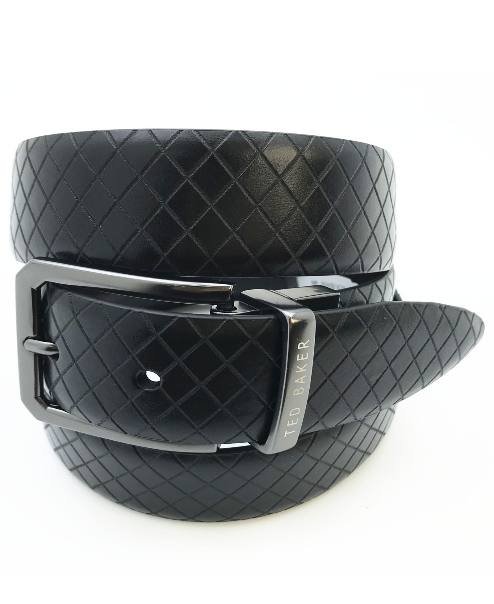 Ted Baker Men's Black Embossed Leather Belt