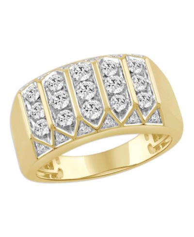 Macy's Men's Diamond Ring (1 ct. t.w.) in 10k Yellow Gold with Rhodium