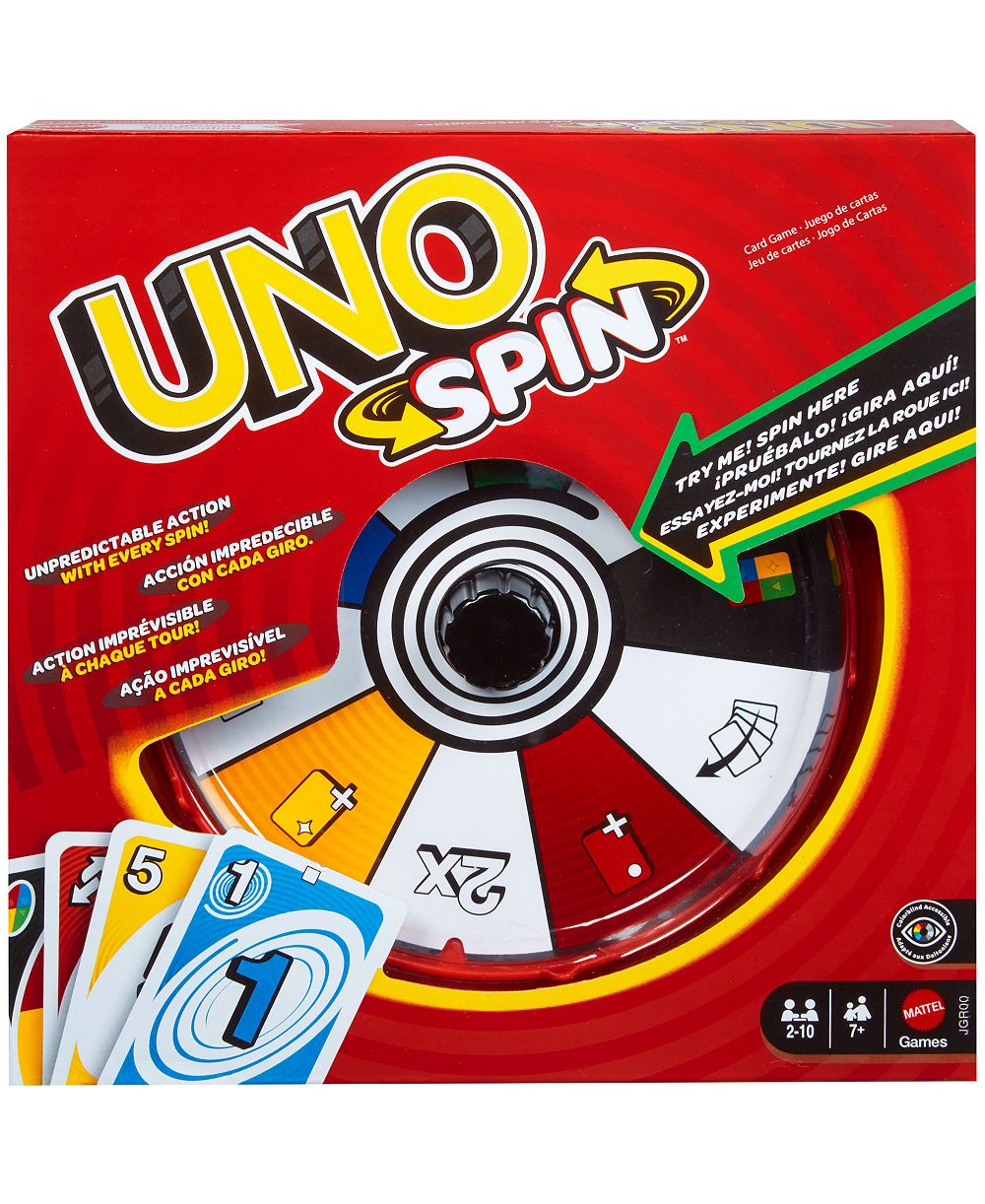 UNO Spin Карточная игра Mattel для детей, взрослых и семейных вечеров, классическая
