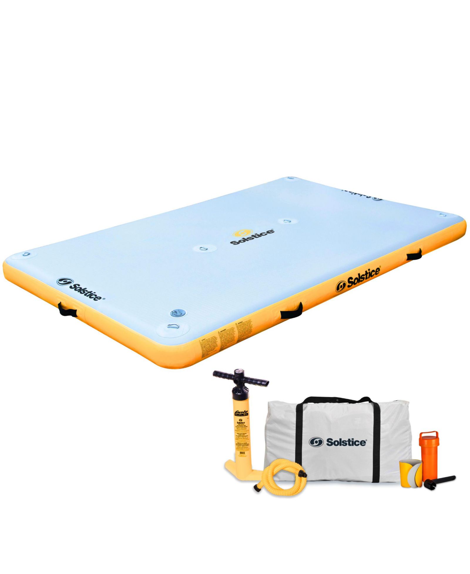 Solstice 8 x 5 ft Inflatable Floating Dock Rafting Platform w/Pump and Bag, Multi