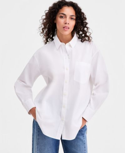On 34th Women's Cotton Poplin Oversized Button Down Shirt , Macy's Exclusive