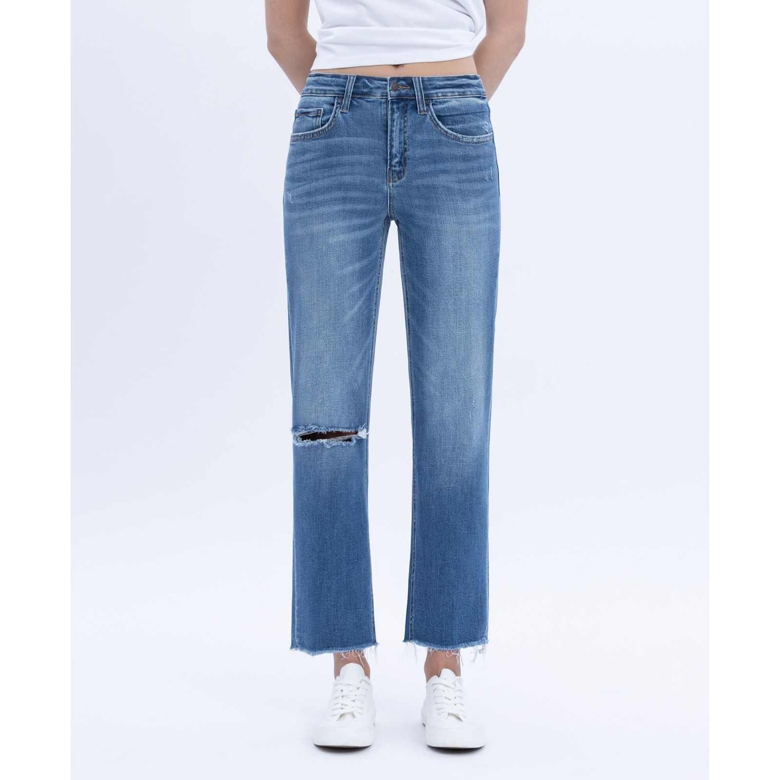 Flying Monkey Women's Mid Rise Crop Straight Jeans