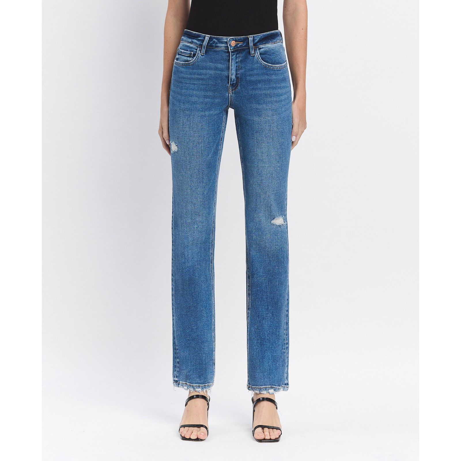Flying Monkey Women's Mid Rise Straight Jeans