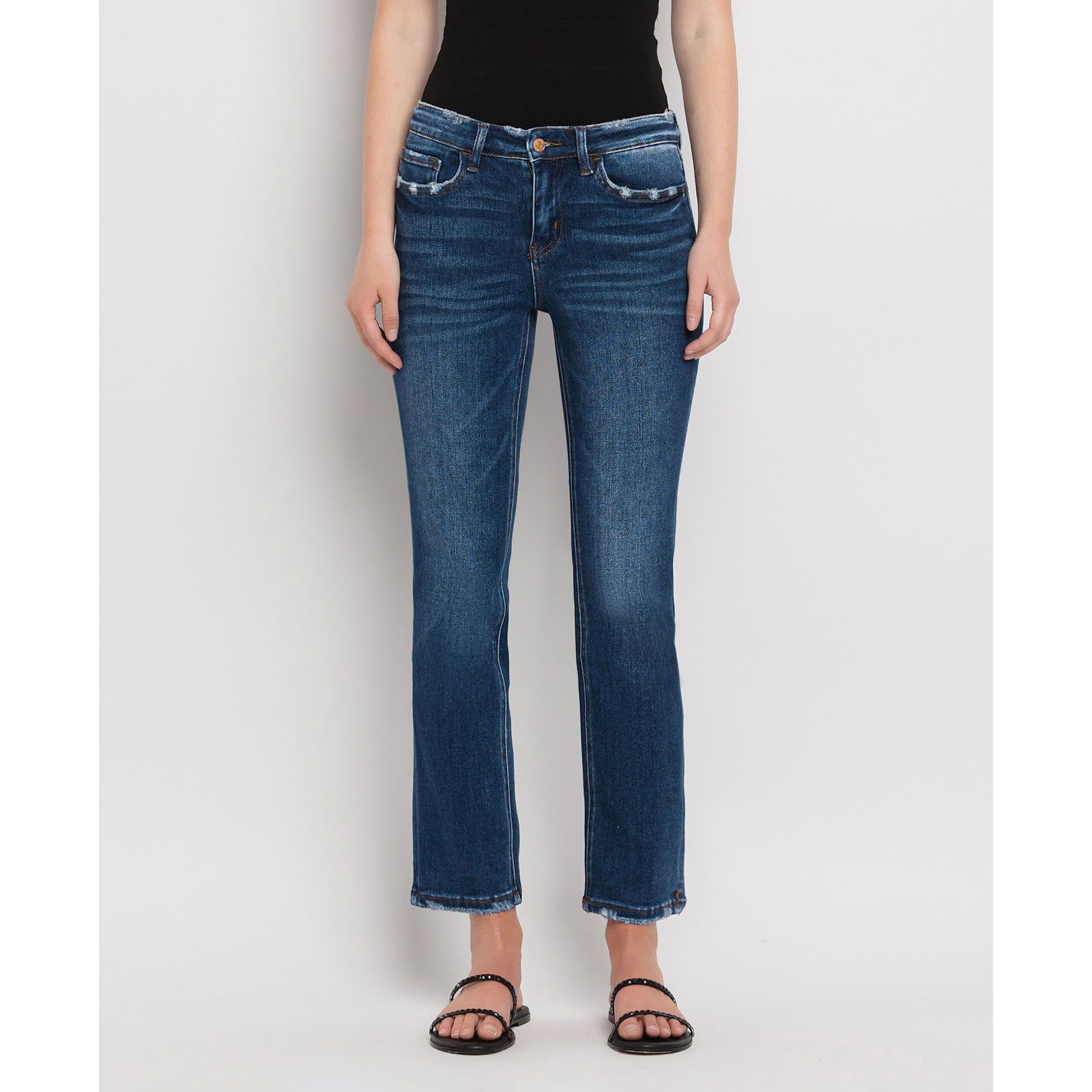 Flying Monkey Women's Mid Rise Slim Straight Jeans