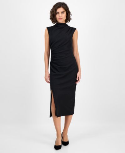 Женское миди-платье Anne Klein Drape-Front Textured Knit