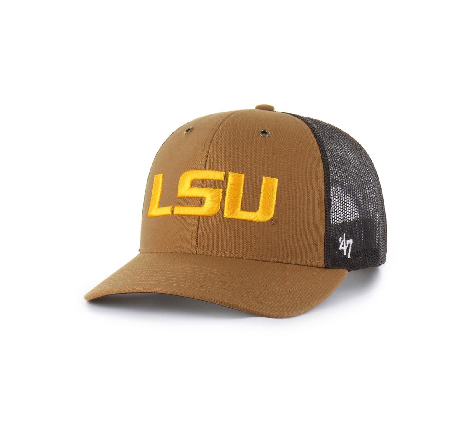 '47 Brand X Carhartt Мужская и женская коричневая кепка Trucker LSU Tigers