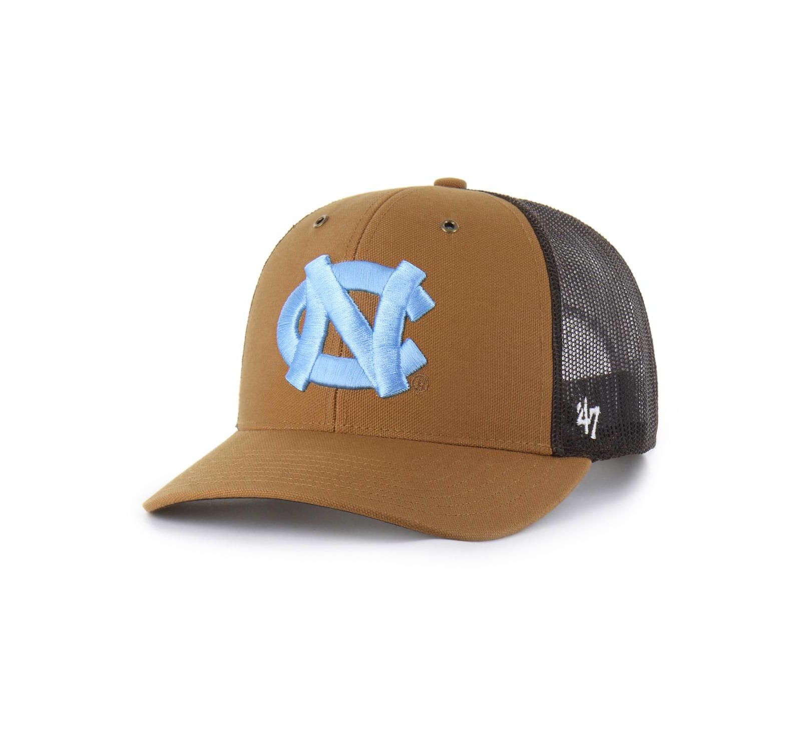 Мужская и женская кепка '47 Brand X Carhartt Brown North Carolina Tar Heels Trucker Adjustable Hat