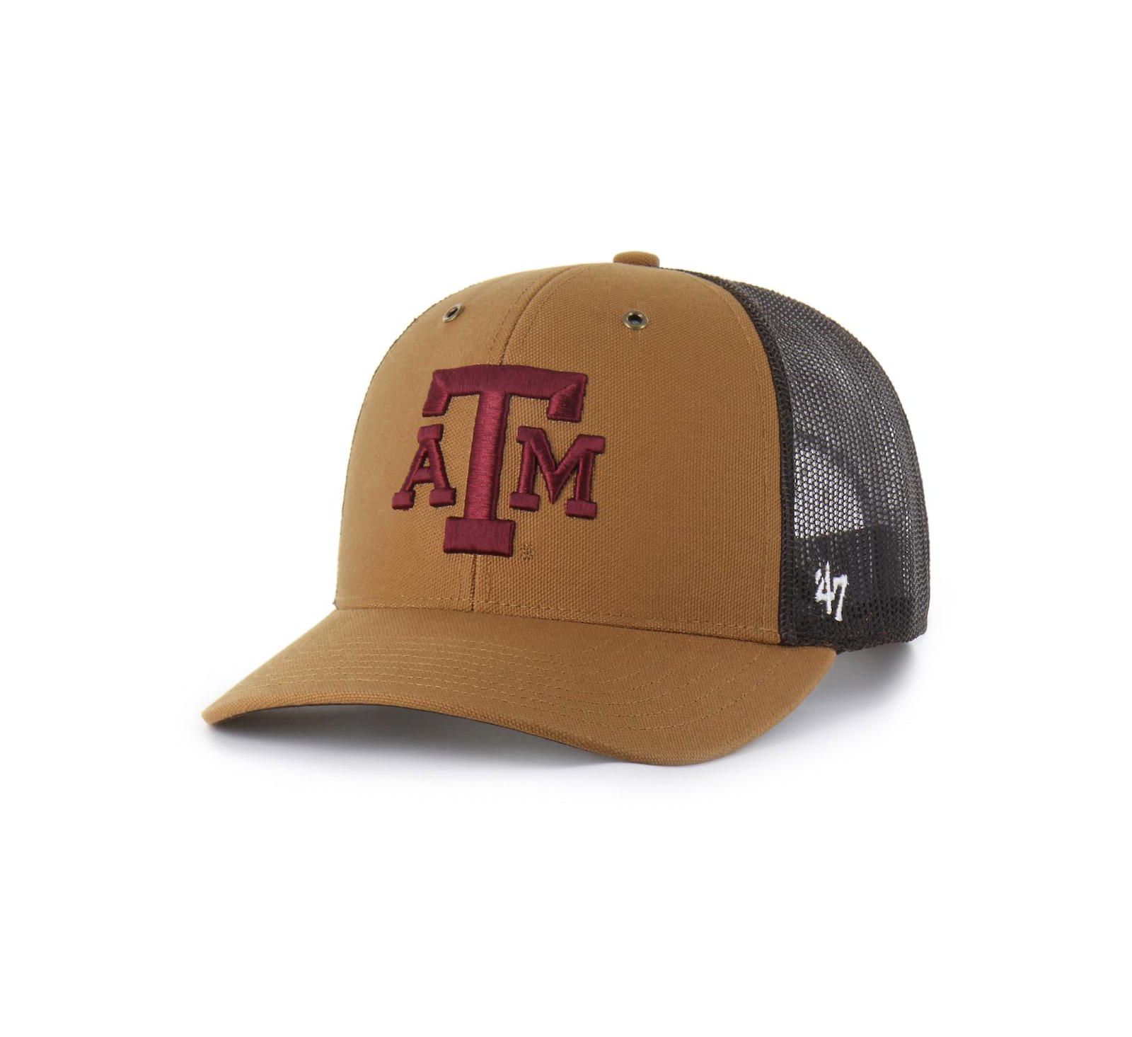 Мужская и женская кепка 47 Brand X Carhartt Texas A&M Aggies Trucker, коричневая