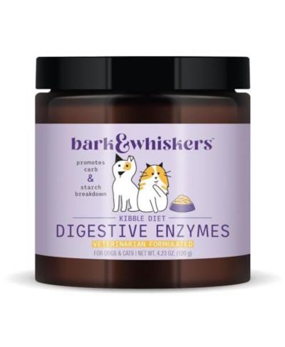Bark & Whiskers Digestive Enzymes for Dogs & Cats, 4.23 oz (120 g), 150 Scoops, Promotes Carb & Starch Breakdown, Vet Formulated, Non-GMO