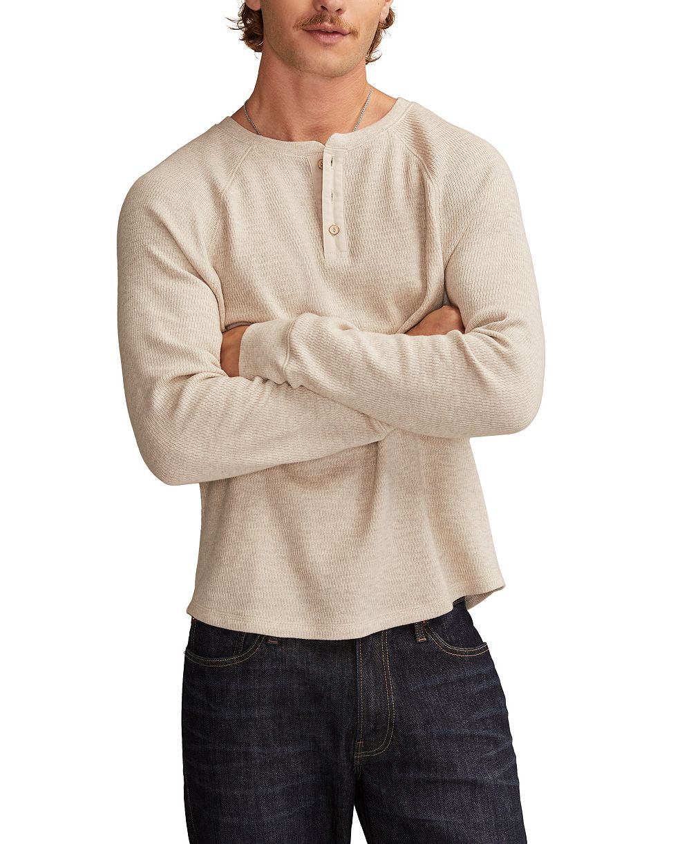 Lucky Brand мужская длинная рубашка хенли с терморисунком «птичий глаз»