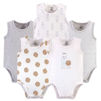 Touched by Nature Baby Boys Five-Piece Natural Cotton Sleeveless Onesies