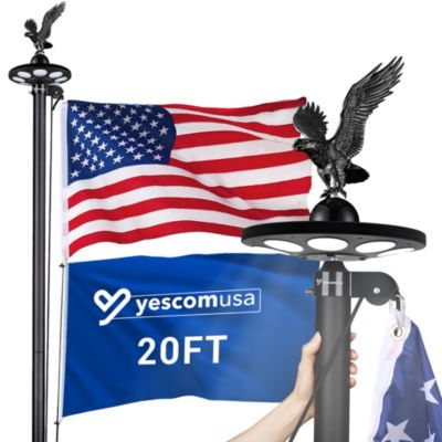 Комплект алюминиевого флагштока Yescom Bravery 20ft Eagle Topper с солнечным светом для улицы, серебристый