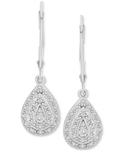 Серьги-подвески с бриллиантовым кластером (1/4 ct. t.w.) из стерлингового серебра