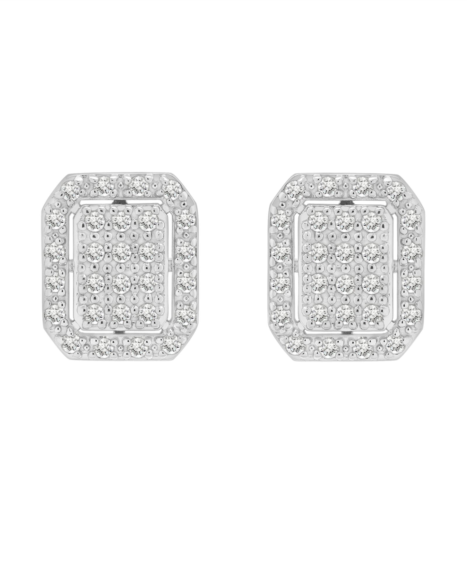 Diamond Octagon Halo Cluster Earrings (1/3 ct. t.w.) in Sterling Silver, Macy's Exclusive