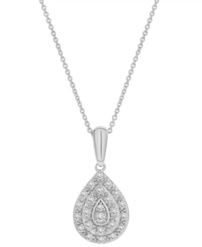 Macy's подвеска Diamond Teardrop Cluster 18" из стерлингового серебра (1/4 ct. t.w.)