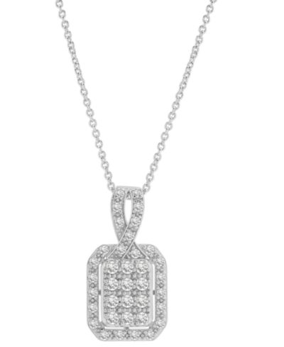 Diamond Octagon Halo Cluster 18" Pendant Necklace (1/3 ct. t.w.) в Sterling Silver