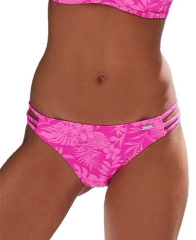 LASCANA Women's Floral Print Strappy Classic Bikini Botto Swim Bottom