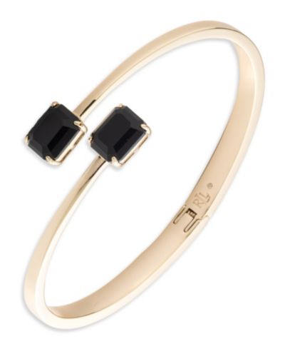 Lauren Ralph Lauren Colored Glass Stone Gold-Tone Bypass Cuff Bracelet