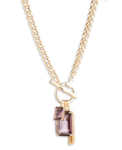 Подвеска Lauren Ralph Lauren Glass Stone Gold-Tone Toggle Necklace