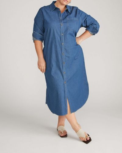 Universal Standard Plus Size Stretch Cotton Chambray Shirtdress