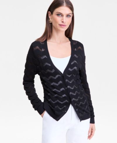 I.N.C. International Concepts Women's Sheer Chevron Stripe Cardigan, Macy's Exclusive