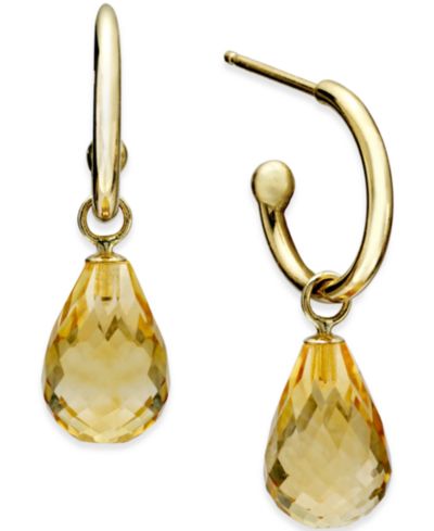 Peridot Hoop Earrings in 14k Gold