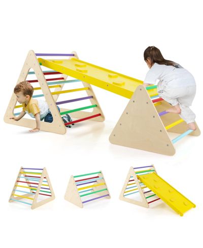 Детский игровой набор для лазания Montessori с 2 треугольниками и рампой, 3 части