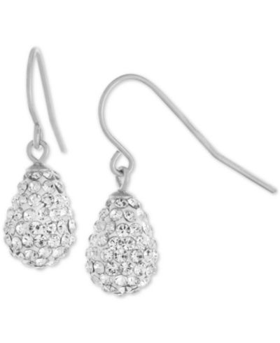 Crystal Pavé Tear-Shape Drop Earrings in Sterling Silver, Exclusively at Macy's