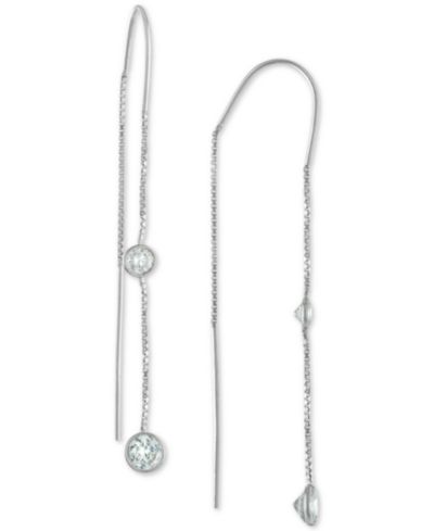 Crystal Box Chain Threader Earrings in Sterling Silver, Exclusively at Macy's