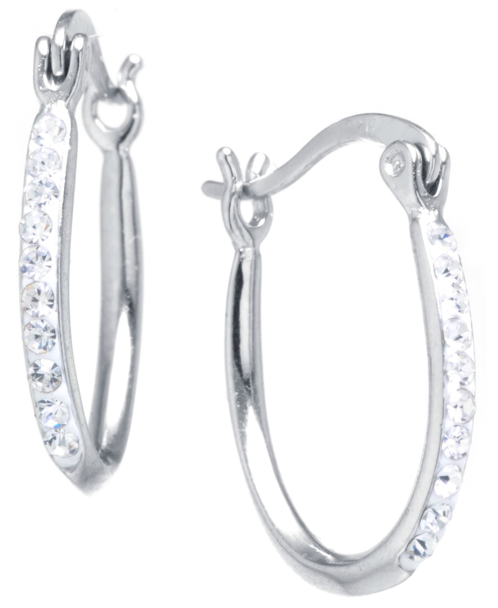 Crystal Pavé Small Hoop Earrings in Sterling Silver, 0.62" (also in 14k Gold-Plated Sterling Silver)
