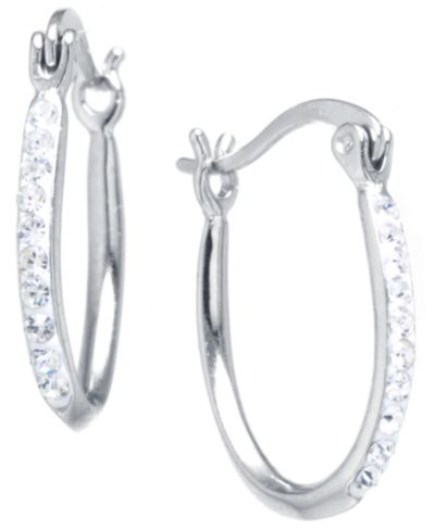 Маленькие серьги-кольца Crystal Pavé из стерлингового серебра, 0.62"