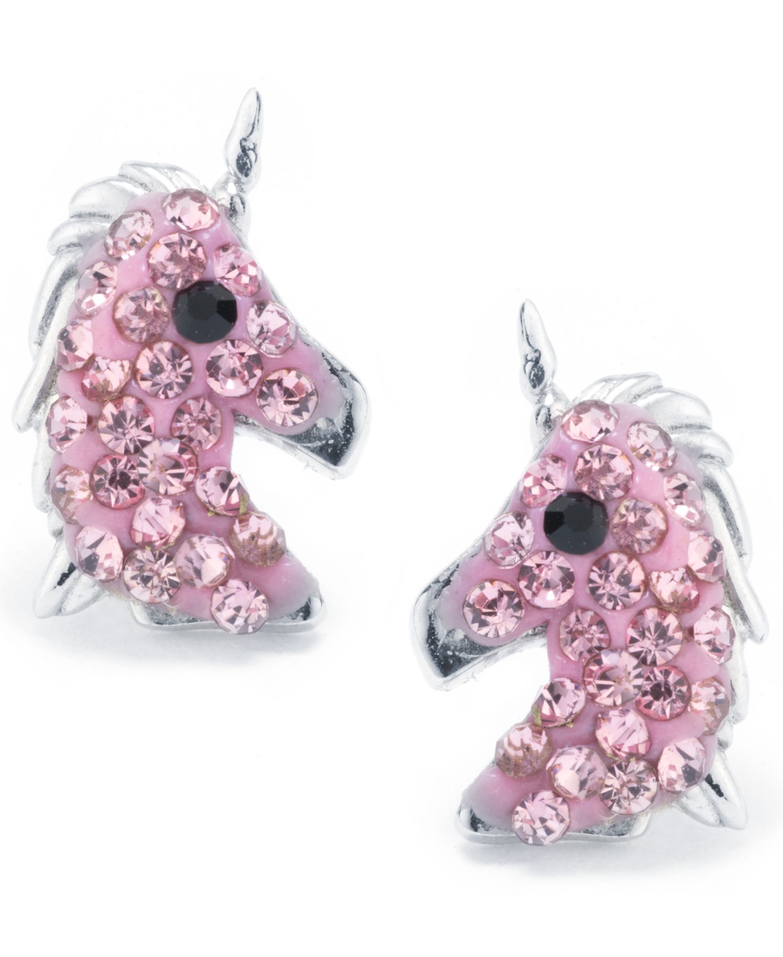 Pavé Crystal Unicorn Stud Earrings in Sterling Silver