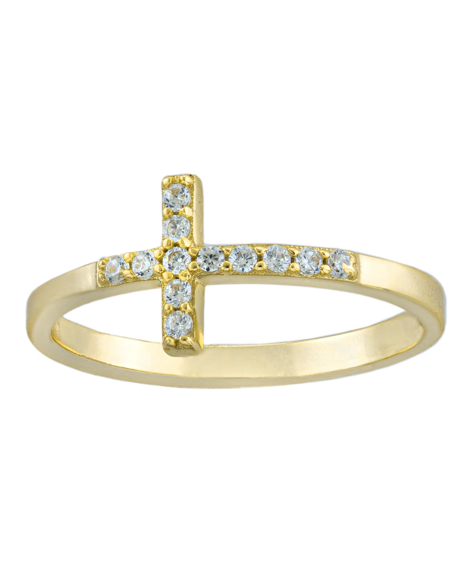 Тонкое кольцо Pavé Crystal из стерлингового серебра с золотым напылением